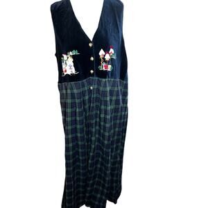 Vintage Casey & Max winter Christmas plaid maxi  jumper dress women size large